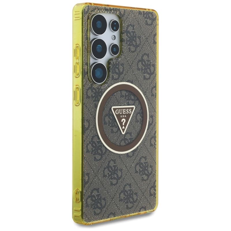 Guess 4G Glitter Triangle Buttons MagSafe - Case for Samsung Galaxy S25 Ultra (brown) 4