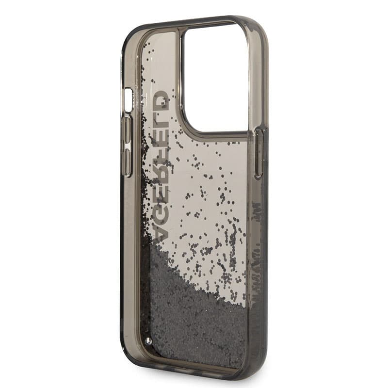 Karl Lagerfeld Liquid Glitter Translucent Elongated Logo Case - Case for iPhone 14 Pro (Black) 5
