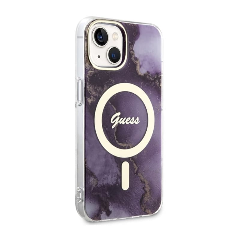 Guess Golden Marble MagSafe - Case for iPhone 14 (Purple) 4