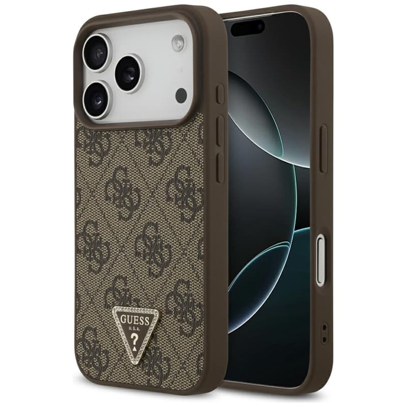 Guess Leather 4G Triangle Strass MagSafe - Case iPhone 17 Pro (brown) 1