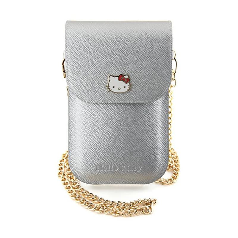 Hello Kitty Leather Metal Logo Chain - Phone crossbody bag (silver) 1