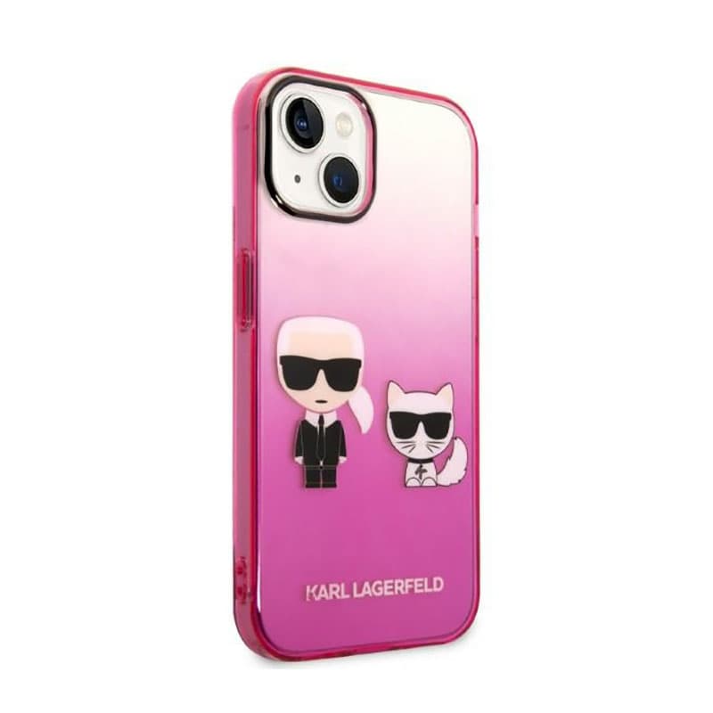 Karl Lagerfeld Gradient Ikonik Karl & Choupette - Case for iPhone 14 Plus (Pink) 4
