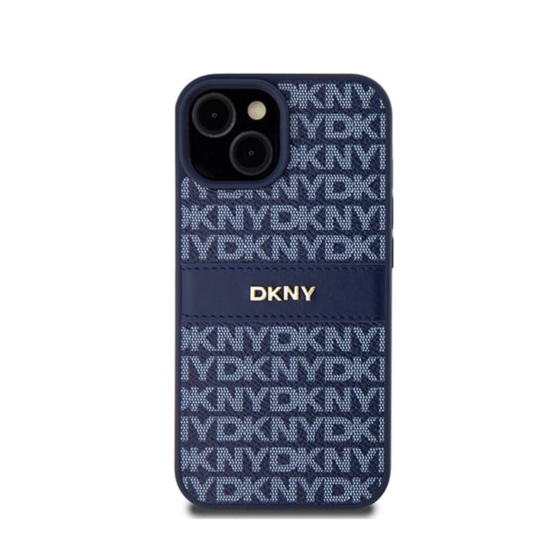 DKNY Leather Mono Stripe & Metal Logo - Case for iPhone 15 / 14 / 13 (blue) 3