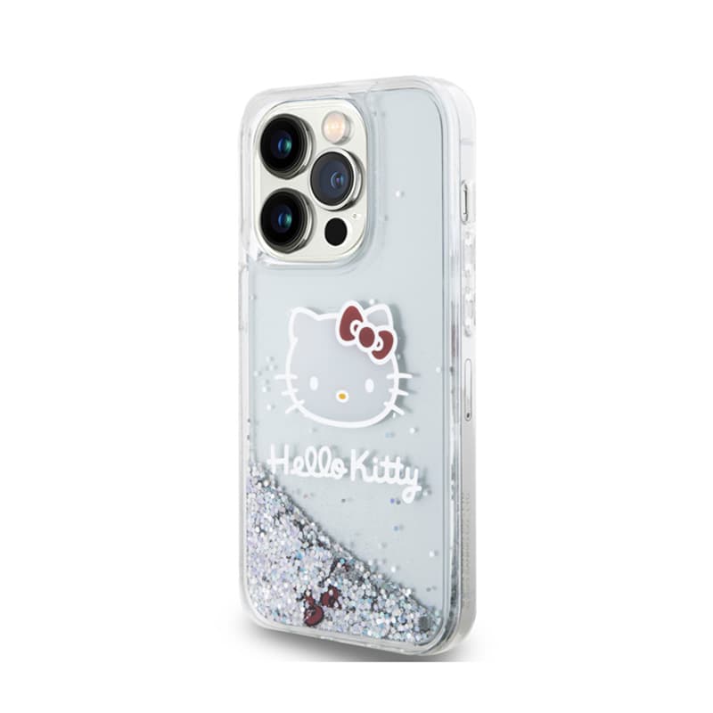 Hello Kitty Liquid Glitter Charms Kitty Head - iPhone 14 Pro Max case (silver) 2