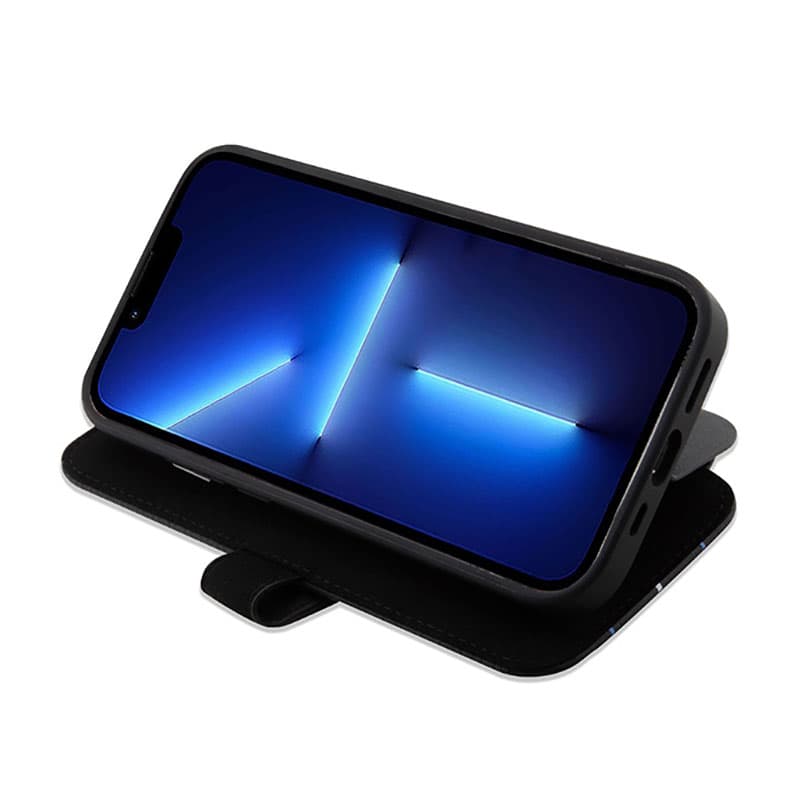 BMW Booktype Leather Stamp Blue Lines - Case for iPhone 14 Pro Max (Black) 5