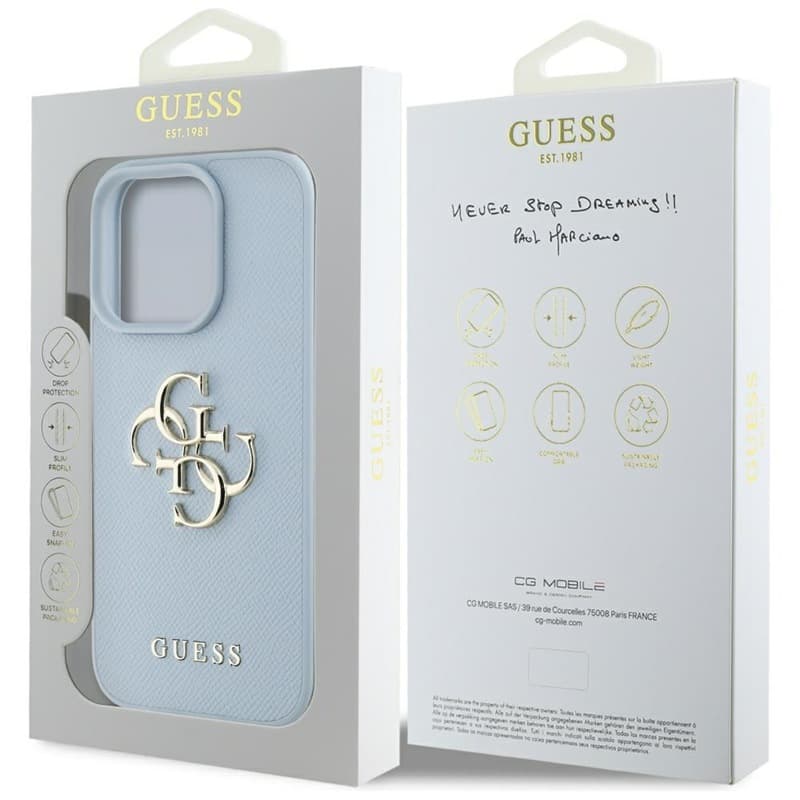 Guess Grained Big 4G Logo Small Classic Logo - Case for iPhone 16 Pro Max (blue) 8