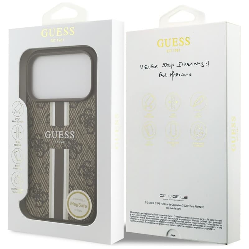 Guess 4G Printed Stripes MagSafe - Case iPhone 17 Pro (brown) 8