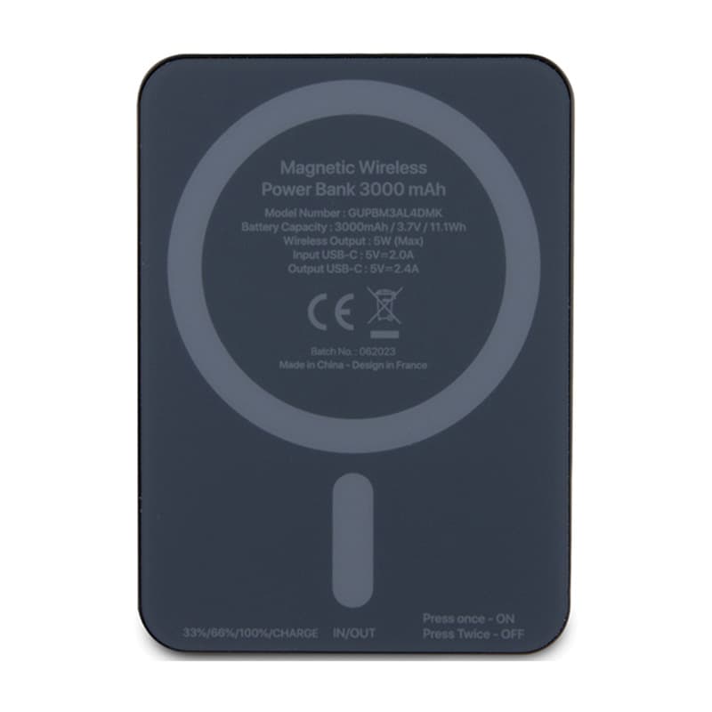 Guess Metal Script Logo MagSafe - 3,000 mAh 5W MagSafe induction power bank (black) 3