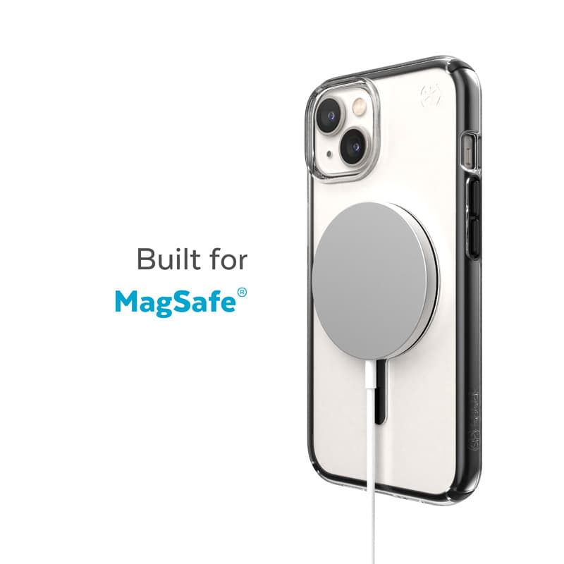 Speck Presidio Perfect-Clear with Impact Geometry + MagSafe - iPhone 15 Plus / 14 Plus Case with MICROBAN Coating (Clear / Black) 5