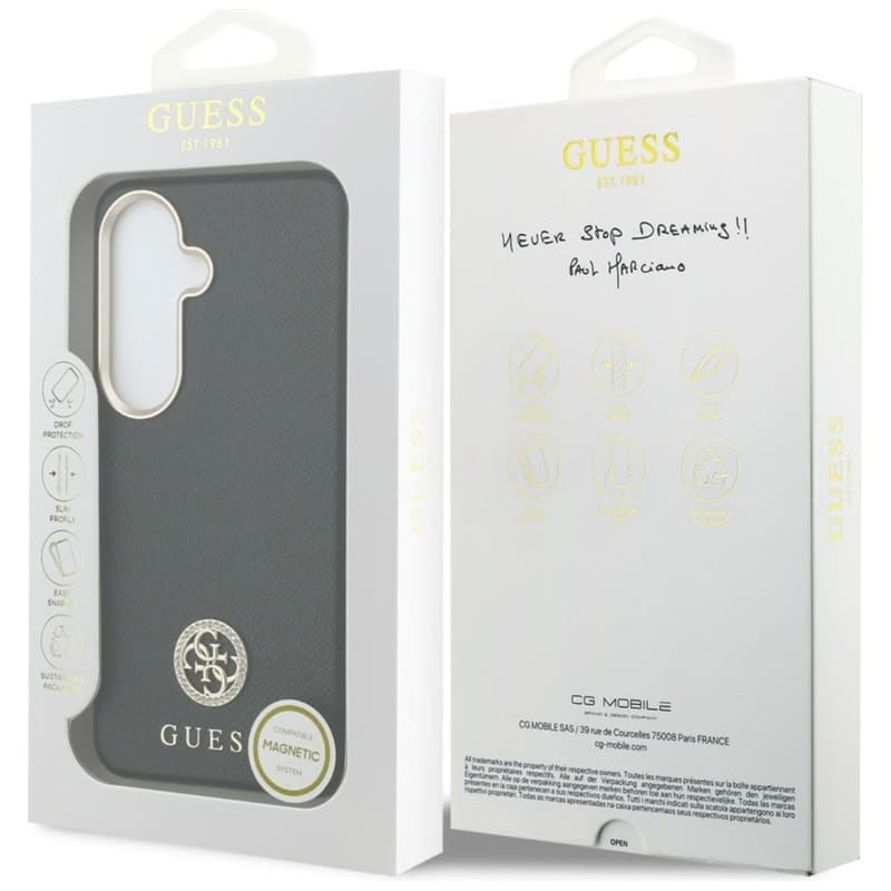 Guess Rhinestone Round Logo MagSafe - Samsung Galaxy S26 Case (Black) 8