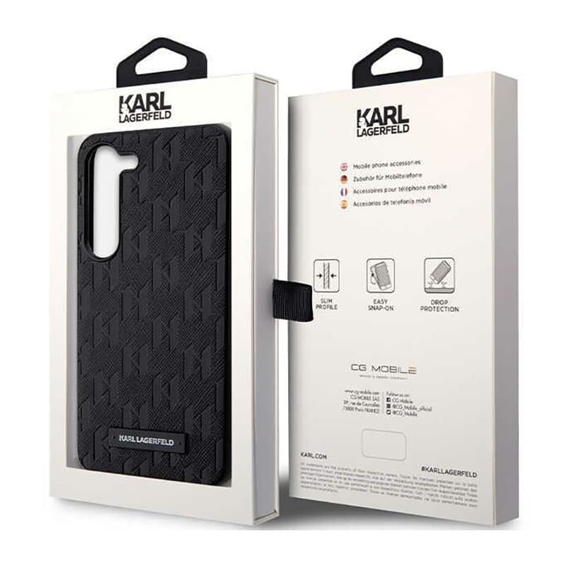 Karl Lagerfeld Saffiano Monogram Metal Logo - Case for Samsung Galaxy S23 (Black) 8