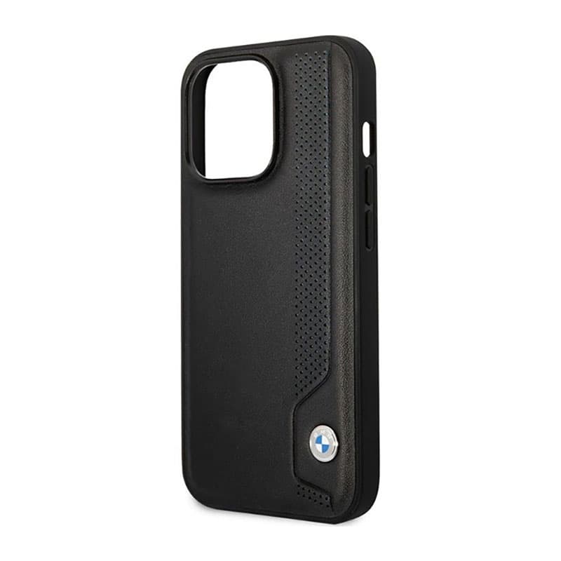 BMW Leather Blue Dots - Case for iPhone 14 Pro Max (Black) 6