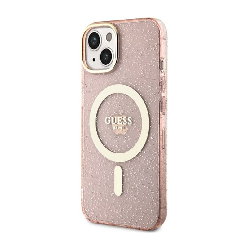 Guess Glitter Gold MagSafe - Case for iPhone 14 Plus (Pink) 2