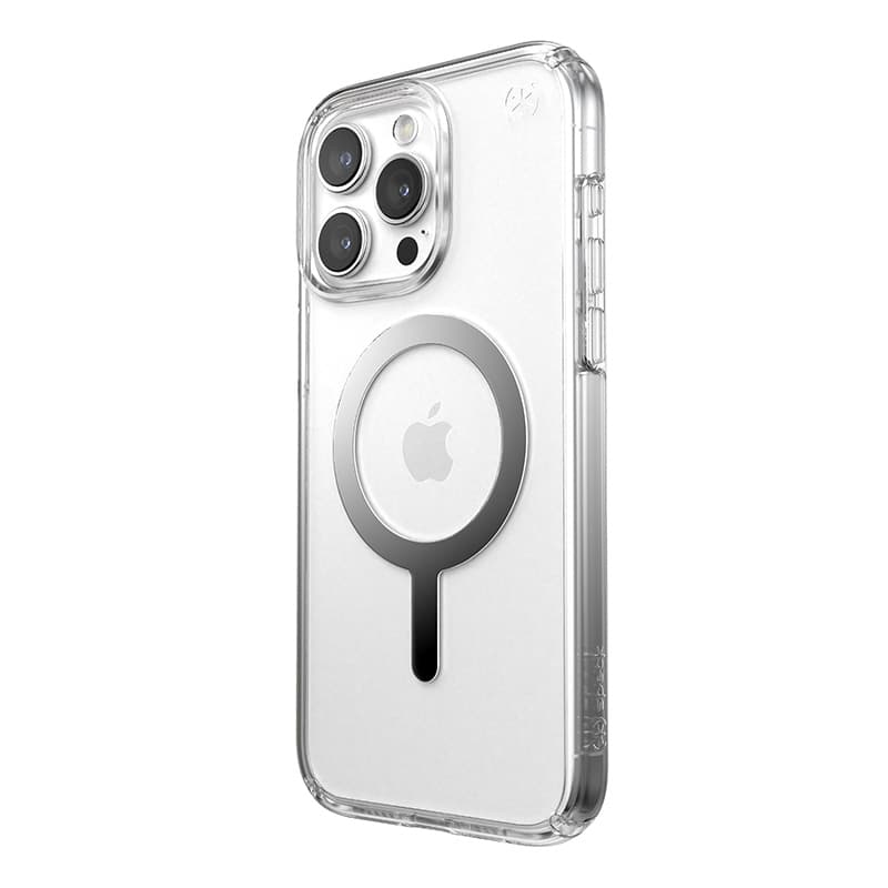 Speck Presidio Perfect-Clear MagSafe - iPhone 15 Pro Max Case (Clear / Chrome Finish / Serene Silver) 2