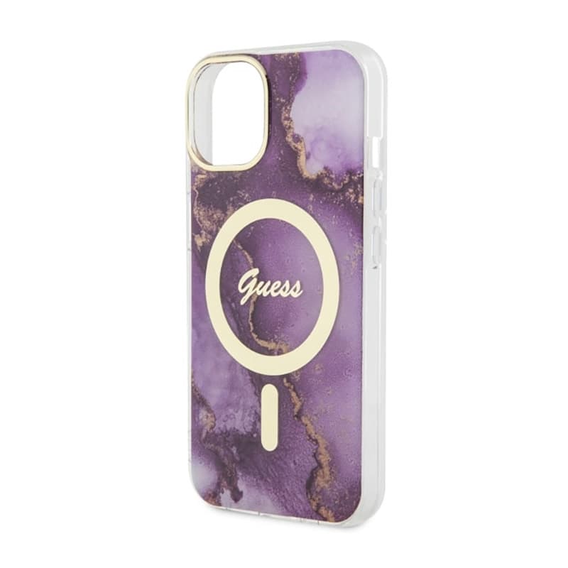 Guess Golden Marble MagSafe - Case for iPhone 14 (Purple) 6