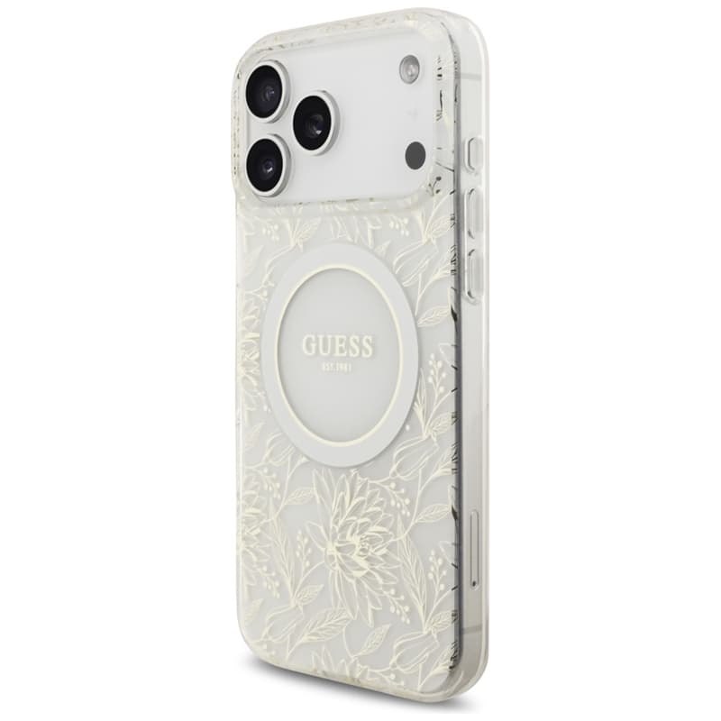 Guess IML Flowers Electro Pearl Strap MagSafe - Case iPhone 17 Pro Max (white) 3
