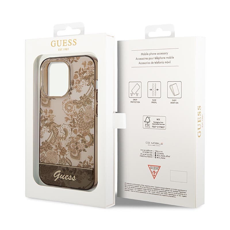 Guess Porcelain Collection - Case for iPhone 14 Pro Max (Ochre) 8