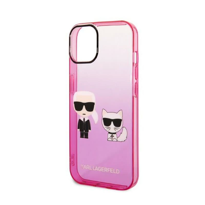 Karl Lagerfeld Gradient Ikonik Karl & Choupette - Case for iPhone 14 Plus (Pink) 6