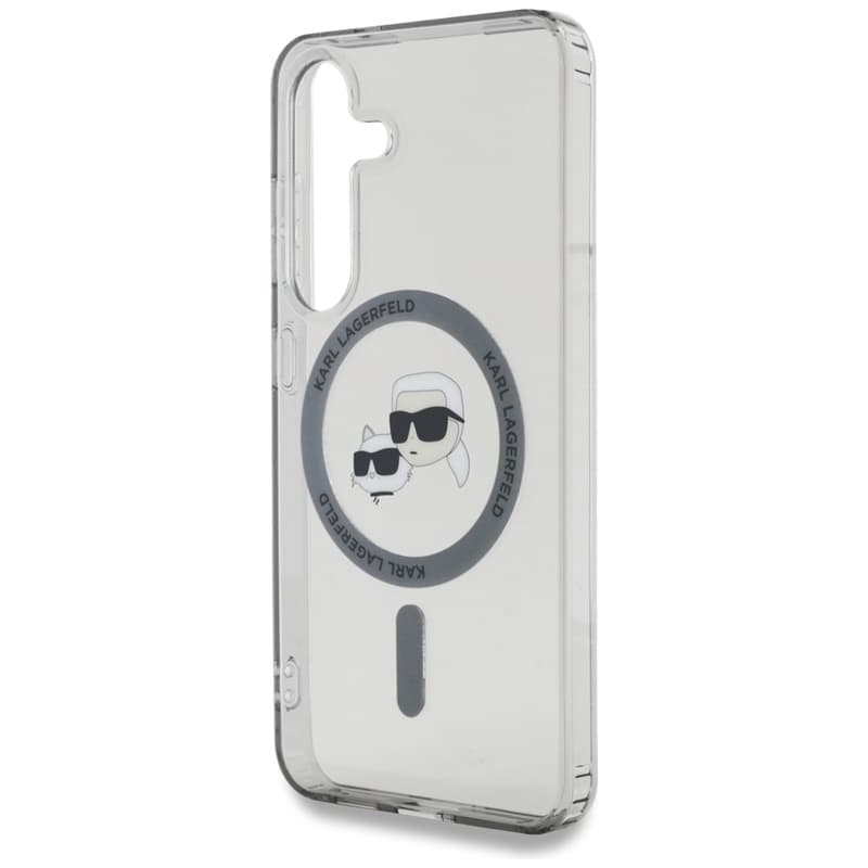 Karl Lagerfeld Button Karl & Choupette Heads Printed Logo MagSafe - Case for Samsung Galaxy S25+ (Black) 6