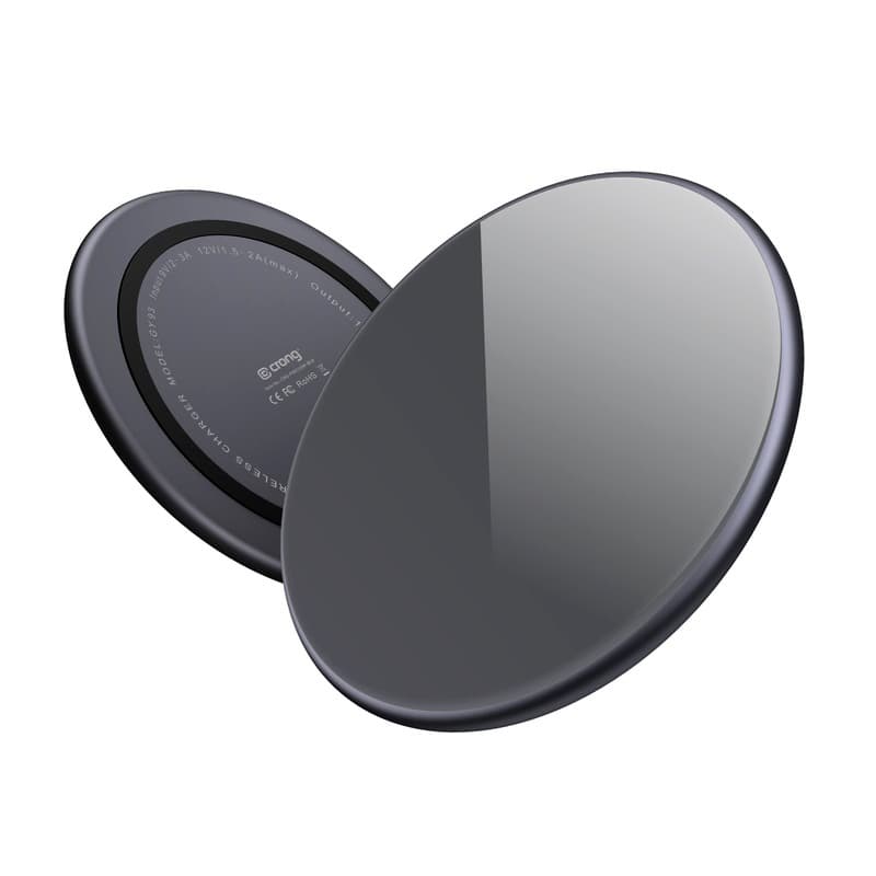 Crong PowerSpot Fast Wireless Charger – Aluminum 15W USB-C Qi Wireless Charger with Tempered Glass Cover (Shadow Black) 1