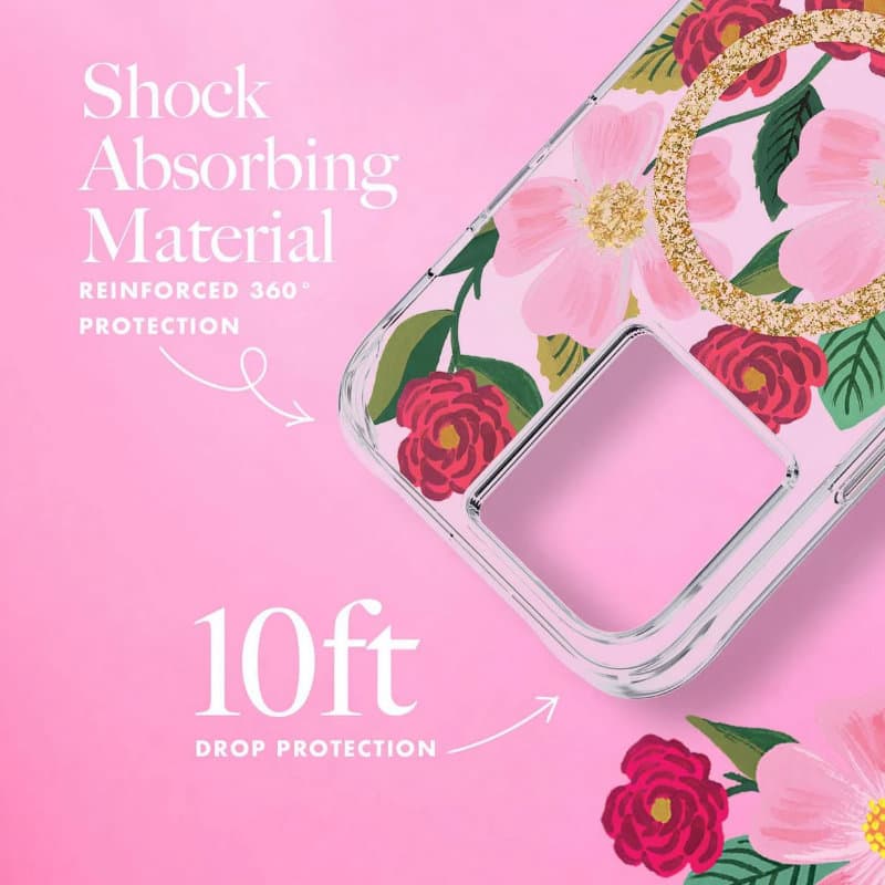 Rifle Paper Clear MagSafe - Case decorated in gold for iPhone 14 / iPhone 13 (Rose Garden) 5