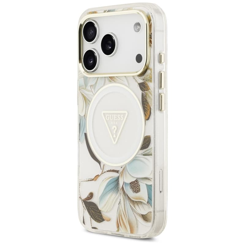 Guess IML Glitter Flowers Triangle MagSafe - Case iPhone 17 Pro Max (white) 2