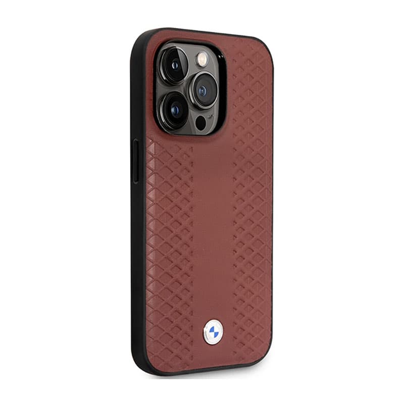 BMW Leather Diamond Pattern MagSafe - Case for iPhone 14 Pro Max (Burgundian) 4