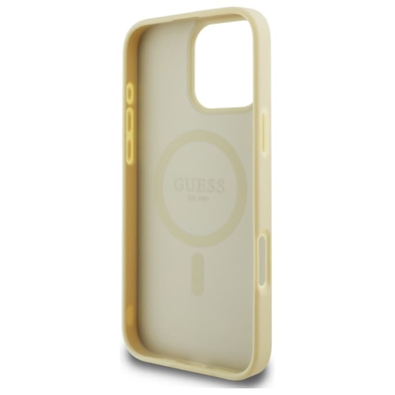 Guess Saffiano Peony Classic Logo MagSafe - Case for iPhone 16 Pro Max (gold) 7