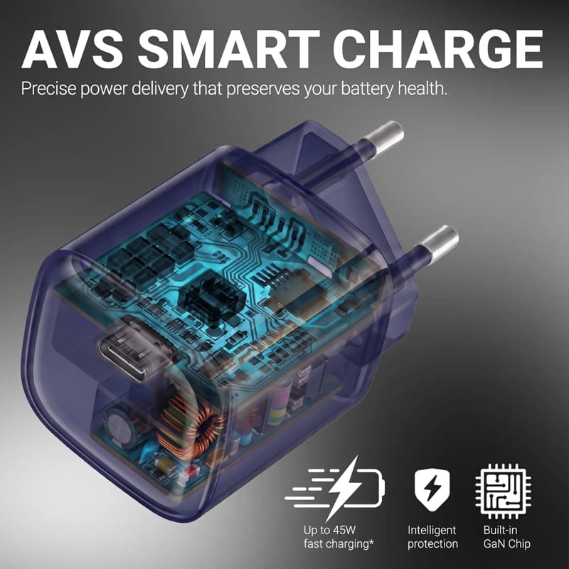 Crong NEO GaN Charger - USB-C 40W PD Charger with AVS (Navy Blue) 4