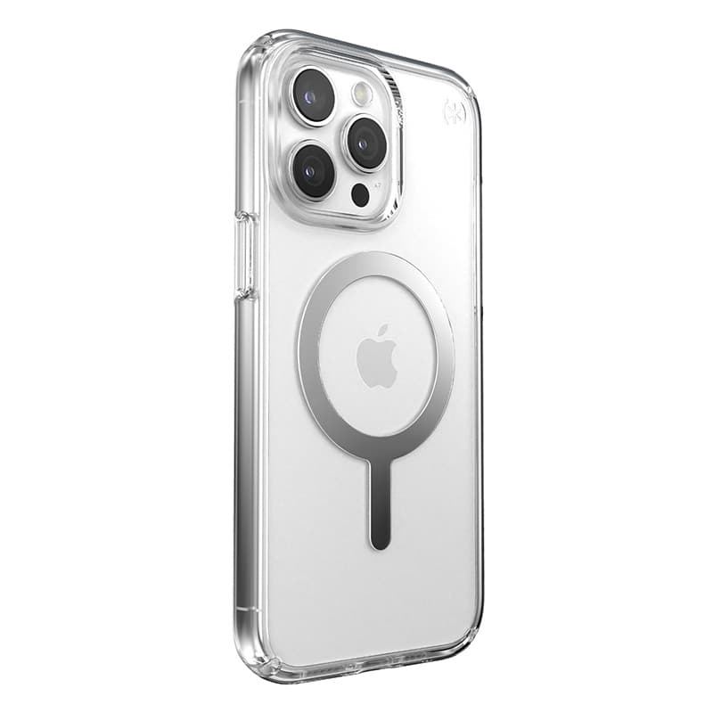 Speck Presidio Perfect-Clear MagSafe - iPhone 15 Pro Max Case (Clear / Chrome Finish / Serene Silver) 3