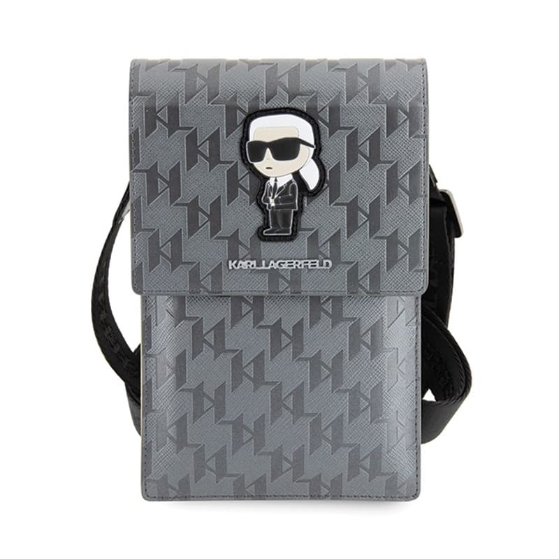 Karl Lagerfeld Saffiano Monogram Ikonik - Phone crossbody Bag (silver) 2