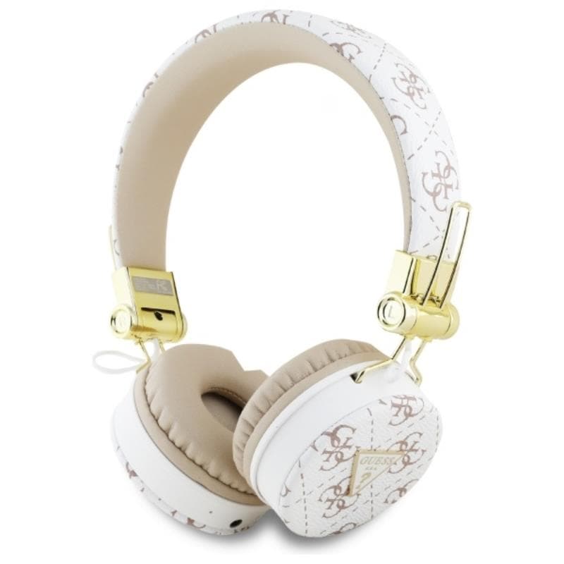 Guess 4G Triangle Round Shape - Wireless Over-Ear Bluetooth ENC Headphones (White)