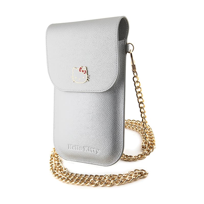 Hello Kitty Leather Metal Logo Chain - Phone crossbody bag (silver) 4
