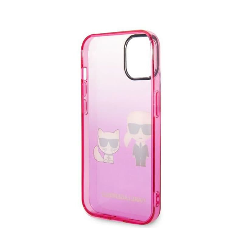 Karl Lagerfeld Gradient Ikonik Karl & Choupette - Case for iPhone 14 Plus (Pink) 7