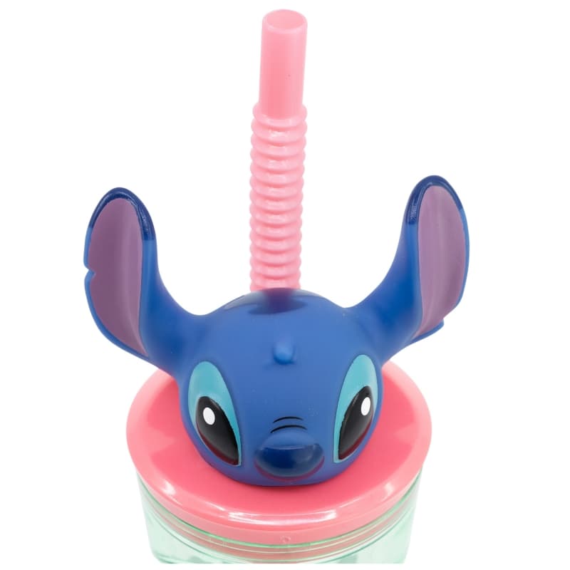 Disney Stitch - Mug with a straw and a 3D figure from the Flowers collection 360 ml 4