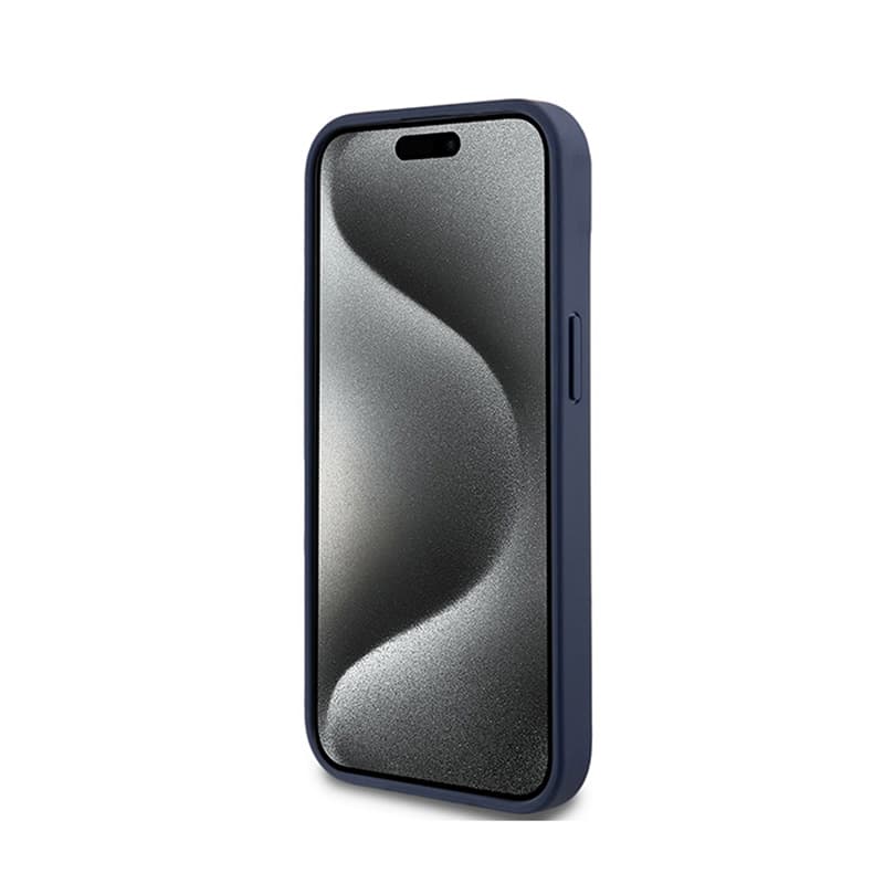 DKNY Leather Mono Stripe & Metal Logo - Case for iPhone 15 / 14 / 13 (blue) 5