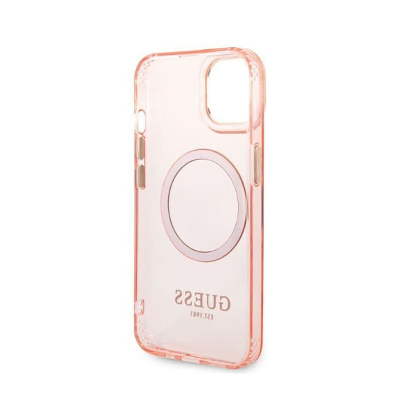 Guess Gold Outline Translucent MagSafe - Case for iPhone 14 Plus (Pink) 7
