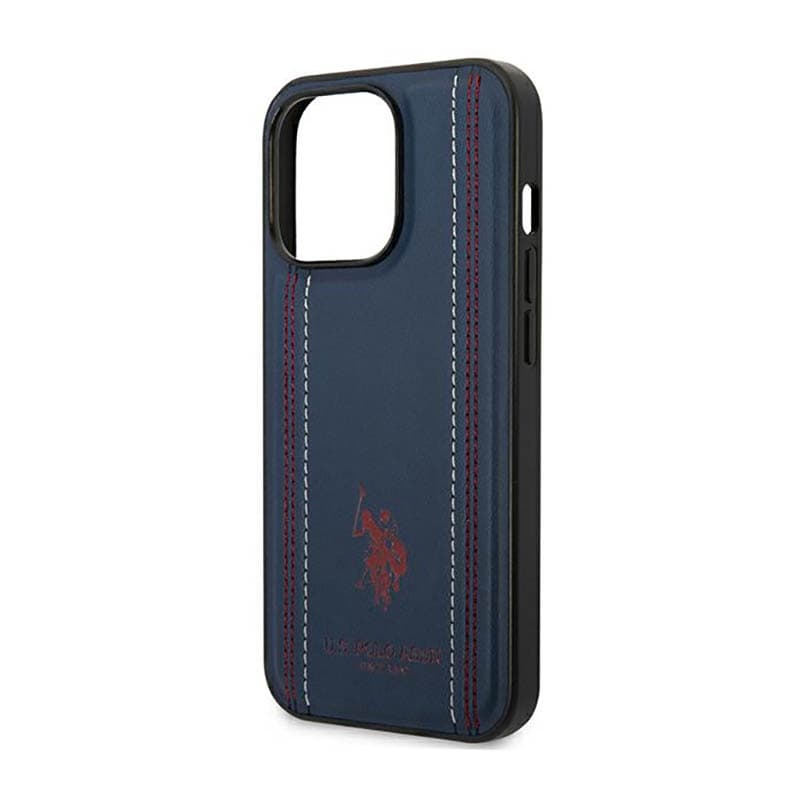 US Polo Assn Leather Stitch - Case for iPhone 14 Pro Max (Navy blue) 6