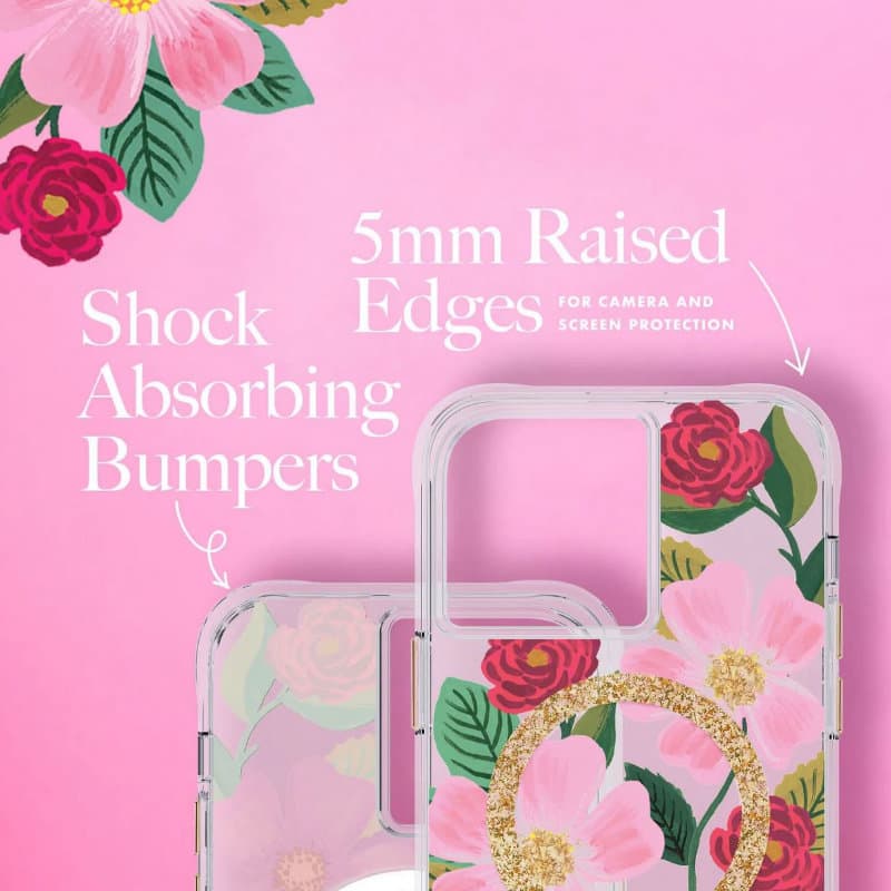 Rifle Paper Clear MagSafe - Case decorated in gold for iPhone 14 / iPhone 13 (Rose Garden) 6