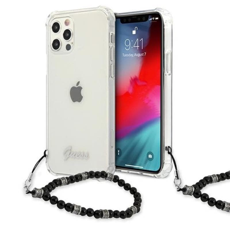 Guess Black Pearl Strap - Case iPhone 12 / iPhone 12 Pro (Clear)