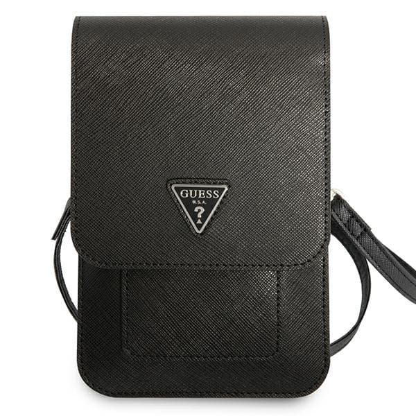 Guess Wallet Saffiano Triangle Logo Phone Bag (Black) 2