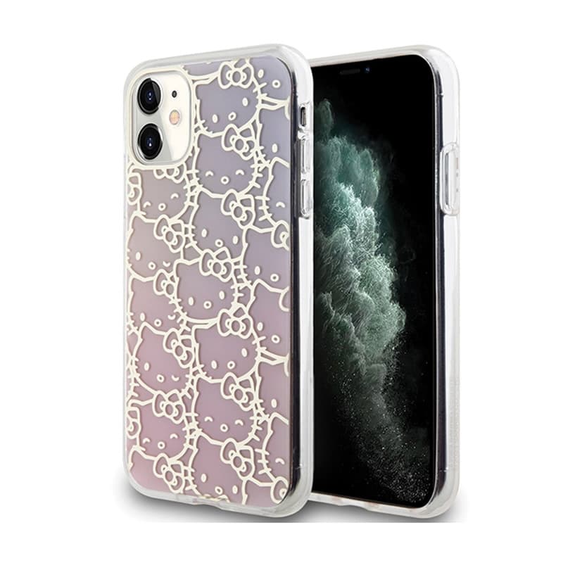 Hello Kitty IML Gradient Electrop Crowded Kitty Head - iPhone 11 Case (pink) 1