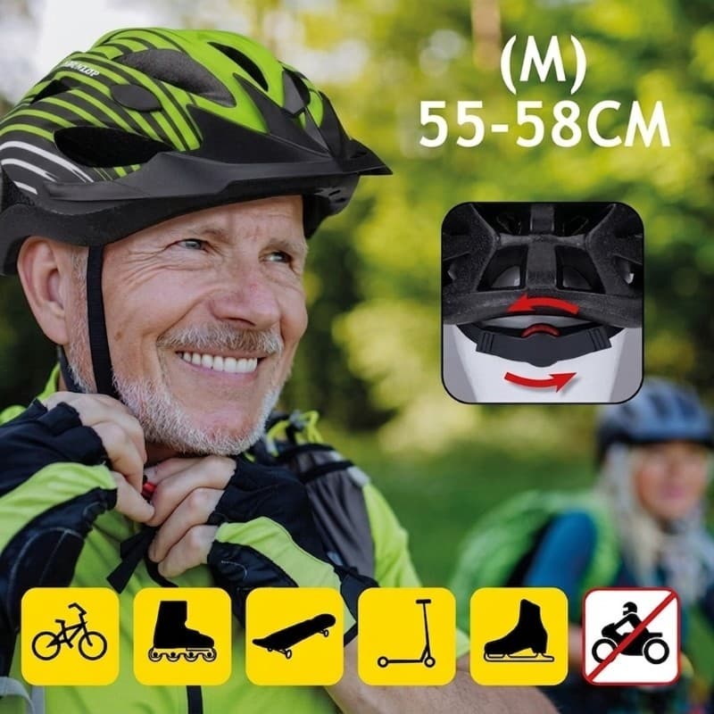 Dunlop - Adjustable MTB Bike Helmet Size M 55-58 cm (Green-Black) 4