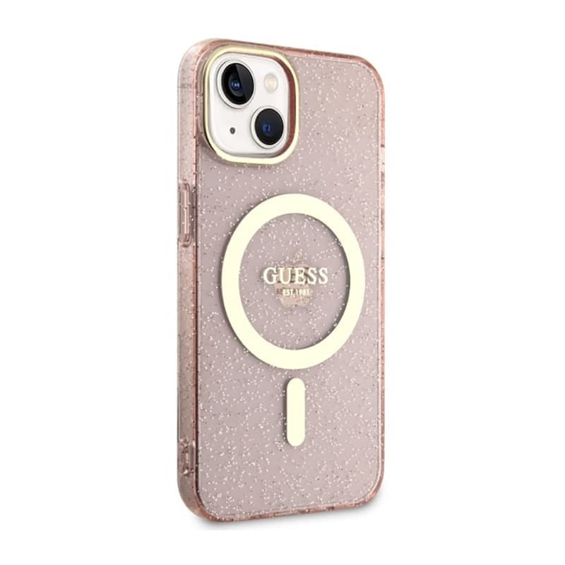 Guess Glitter Gold MagSafe - Case for iPhone 14 Plus (Pink) 4