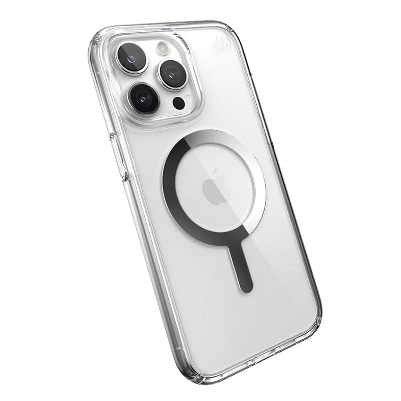 Speck Presidio Perfect-Clear MagSafe - iPhone 15 Pro Max Case (Clear / Chrome Finish / Serene Silver) 4