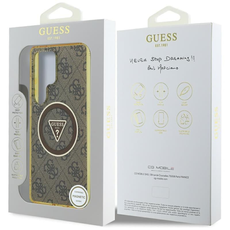 Guess 4G Glitter Triangle Buttons MagSafe - Case for Samsung Galaxy S25 Ultra (brown) 8