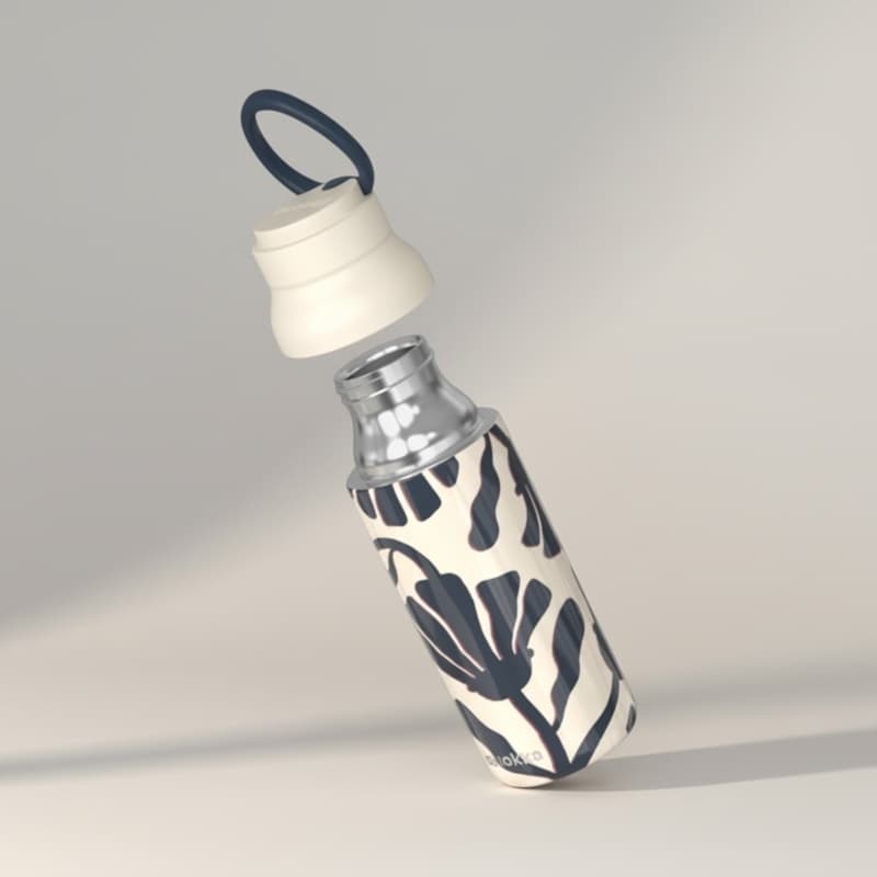 Quokka Echo - 690 ml Stainless Steel Bottle with Silicone Handle (Abstract Leaves) 3