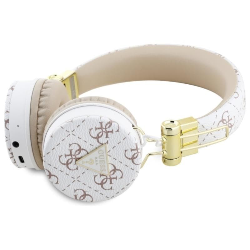 Guess 4G Triangle Round Shape - Wireless Over-Ear Bluetooth ENC Headphones (White) 2