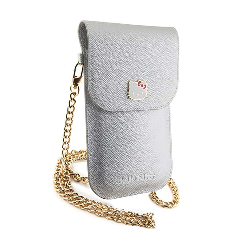Hello Kitty Leather Metal Logo Chain - Phone crossbody bag (silver) 5