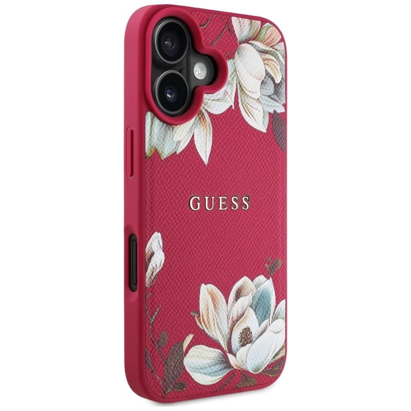 Guess Grained Printed Flower Pattern MagSafe - Case for iPhone 16 (fuchsia) 4
